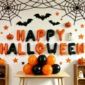 Halloween party decor set with orange and black balloons, bats, spiderwebs, pumpkins and ghosts - Halloween Letter Set / 1 Set / Orange Black