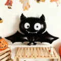 Ballon en aluminium noir en forme de chauve-souris, aux grands yeux et petits crocs, pour Halloween - Chauve-souris