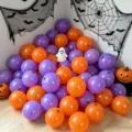 Halloween balloon set in glossy orange and purple with black spider accents for party decor - Matte Purple and Matte Orange