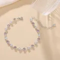 Braccialetto Strass Viola + Bianco (Base Oro)