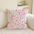 Square cushion cover with colorful pastel flowers, shown on a light sofa in a bright living room - Pillow Case Only (SBZA315403) / 35x35cm / White Floral
