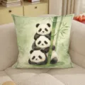 35x35cm Mini-Stil / Nur Kissenbezug / Gestapelter Panda (SBZA329503)