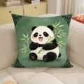 35x35cm Mini-Stil / Nur Kissenbezug / Dunkelgrüner Panda-Rand (SBZA329504)