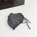Dark gray fleece winter face mask with adjustable drawstrings and cord locks, shown flat - One Size / Cloud Gray (WHMK3297-D)