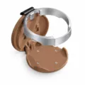 Car cup holder with brown screw-mount base and silver metal retaining ring, shown at an angle - 1 Piece