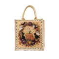 Sac cabas en lin pour peinture diamant, avec deux anses et un motif perlé coloré sur le thème d’Halloween - Citrouille Chat Noir Fantôme d'Halloween