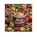 Christmas dishwasher magnet with gingerbread people, cookies and a red Merry Christmas cocoa mug - Gingerbread Man Christmas Cup Style / 1 Piece