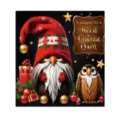 Christmas dishwasher magnet featuring a red-hatted gnome with white beard and brown owl - Christmas Owl And Gnome Style / 1 Piece