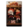 Halloween magnetic dishwasher cover with a retro scene of festive plates, cups, and bowls - Ghost Plate Halloween Style / 1 Piece