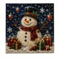 Tableau diamant de Noël avec bonhomme de neige orné de perles, écharpe rouge et cadeaux festifs - 1 Pièce/Paquet / Bonhomme de neige