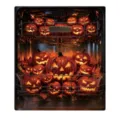 Halloween dishwasher magnet decor featuring glowing jack-o'-lanterns, autumn leaves and spiders - Full Screen Pumpkin Style / 1 Piece