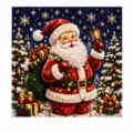 Tableau de diamant de Noël avec le Père Noël en rouge, une clochette dorée et des cadeaux - 1 Pièce/Paquet / Père Noël avec Sac de Cadeaux