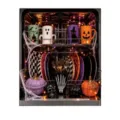 Halloween dishwasher magnet decor with colorful spooky dishware displayed inside the appliance - Halloween Cup And Plate Scene Style / 1 Piece