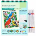 Livre de coloriage sur les oiseaux, à spirale, avec perroquets colorés et huit feutres inclus - Livre Coloriage Oiseau Et Marqueurs