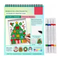 Coffret de coloriage de Noël avec scènes festives et huit marqueurs acryliques multicolores - Livre Coloriage Noël Et Marqueurs