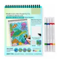 Livre de coloriage spiralé Ocean Wonders vert menthe, avec 20 scènes et huit marqueurs colorés - Livre Coloriage Océan Et Marqueurs