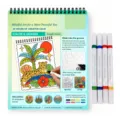 Coffret de coloriage Jungle Oasis avec illustration de léopard, 20 scènes et huit marqueurs acryliques - Livre Coloriage Forêt Et Marqueurs