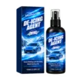 100 ml automotive de-icing spray in a black bottle with blue box, shown against a snowy car design - 100ml