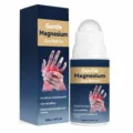 Roll-on corporal de magnesio de 50 ml con envase azul marino y dorado junto a su caja - 50ml