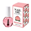 Nagelhautöl mit Pfirsichduft in rosafarbener Glasflasche, weißem Verschluss und passender Geschenkbox - Pfirsichduft (56013) / Rosa