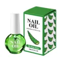 Aloe-vera-Nagelöl in grüner Glasflasche mit weißer Kappe und passender Schachtel, 15 ml - Aloe Vera Duft (56014) / Grün