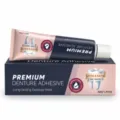 40 g denture adhesive in a tube and box, shown together in blue and pink packaging on white - 40.00g