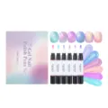 Six-piece gel nail polish pen set in pastel shimmer shades, displayed with color swatches and box - 6-Color Set (30ML)