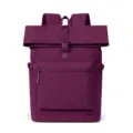 Zaino bordeaux con chiusura roll-top, tasca frontale con zip e cinghie laterali regolabili - sotto i 20L / viola-rosso