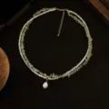 Natural Pearl Double-Layer Prehnite Necklace