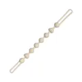 Ivory silicone pacifier clip with textured beads, heart-shaped accents and looped ends - Off White