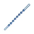 Blue silicone beaded pacifier clip strap with textured beads and looped ends, shown on white - Dark Blue