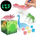 Buntes DIY-Dinosaurier-Malset mit nachtleuchtenden Figuren, Farbtöpfchen und Pinsel - Dinosaurier Leuchtende Blind Box Set (HD100243)