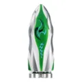 Mini remote-control speedboat toy in a streamlined silver and green finish, shown upright - Green