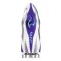 Mini remote-control toy boat in purple and silver, shown upright against a white background. - Purple