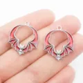 Email Vleermuis Hanger (HJ-BF-A2) / Zilver Email Rood