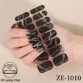 Texture de Marbre (ZE-1010) / Autocollant à Ongles Avec Lime à Ongles / Noir & Or
