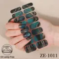 Texture de Marbre (ZE-1011) / Autocollant à Ongles Avec Lime à Ongles / Vert et Or