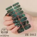 Texture de Marbre (ZE-1012) / Autocollant à Ongles Avec Lime à Ongles / Vert foncé