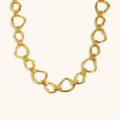 Gold-tone stainless steel necklace with polished irregular links, shown laid flat on ivory - Irregular Link Chain (N3753) / Regular Fit / Gold