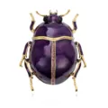 Purple enamel beetle brooch with antique gold-tone legs and small pink and black rhinestone accents - Beetle Shape Brooch (A147-A) / Purple (A147-A)