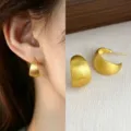 Brushed C-Shaped Hoop Earrings (1630)