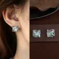 Green Cat's Eye Twisted Square Style (2537) / Silver