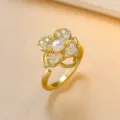 Rotatable Clover Open Ring (J1275) / Gold