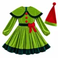 120cm / Vestiti / Abito Verde Con Mantella + Cappello