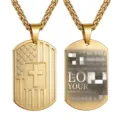 US Flag Cross Classic Style (Golden Version 1) / Dragon Bone Chain / Gold