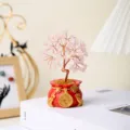 Árbol de Dinero de Cristal Rosa (Bolsa de la Fortuna)