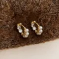 Estilo Hebilla con Strass de Doble Capa (Con Perla Artificial) / Dorado y Blanco