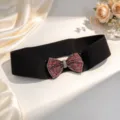 Style C Red Rhinestone Bow / Black / 67-107cm