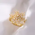 Ρυθμιζόμενο Ανοιχτό / Στυλ Χιονονιφάδα Micro-Pave (R031) / Χρυσό
