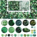 Mixed Round/Seed/Pointed Beads / Large Box (Approx 900pcs/box) / Grass Green